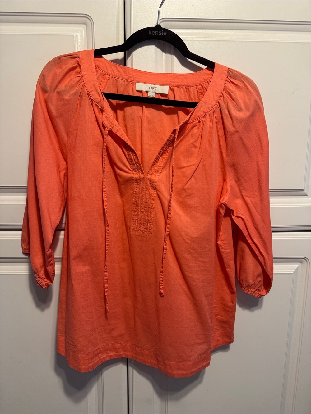 LOFT Coral-Orange Split Tie Tunic